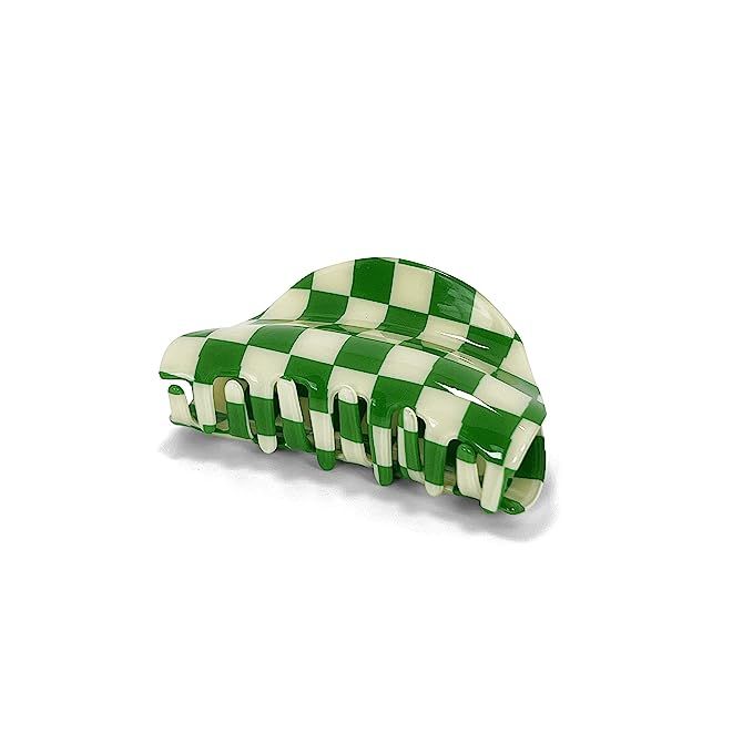 Two Oh One Checkered Hair Clip Claw Acrylic Strong Hold Women's Accessory for all Hair Type, Gree... | Amazon (US)
