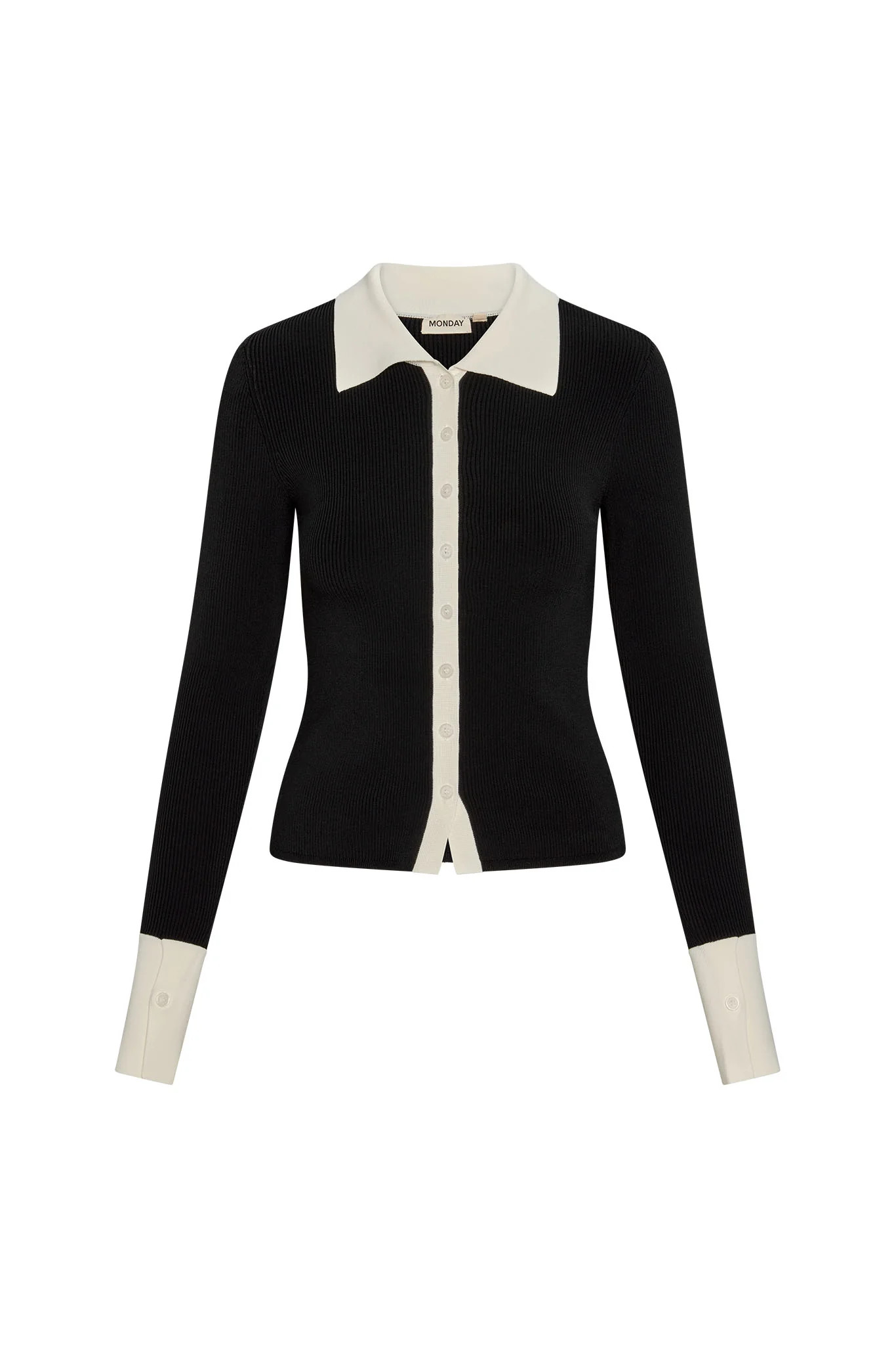 Casablanca Top - Black/Ivory Knit Rib | Monday Swimwear