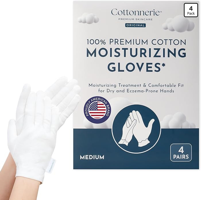 4 Pairs Cottonnerie Original Cotton Gloves for Dry Hands Sleeping, Moisturizing Gloves Overnight,... | Amazon (US)