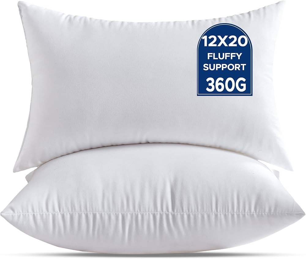12 x 20 Throw Pillow Inserts Pack of 2 Small White Decorative Lumbar Pillows for Couch Bed Sofa R... | Amazon (US)
