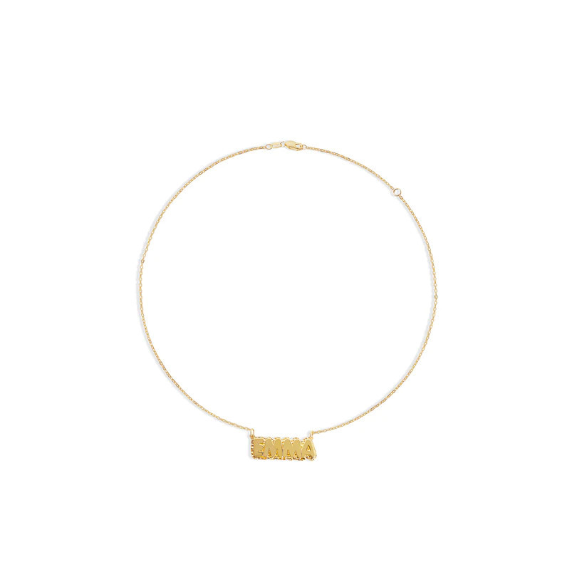 THE DOUBLE PLATE BUBBLE LETTER NAMEPLATE NECKLACE | The M Jewelers