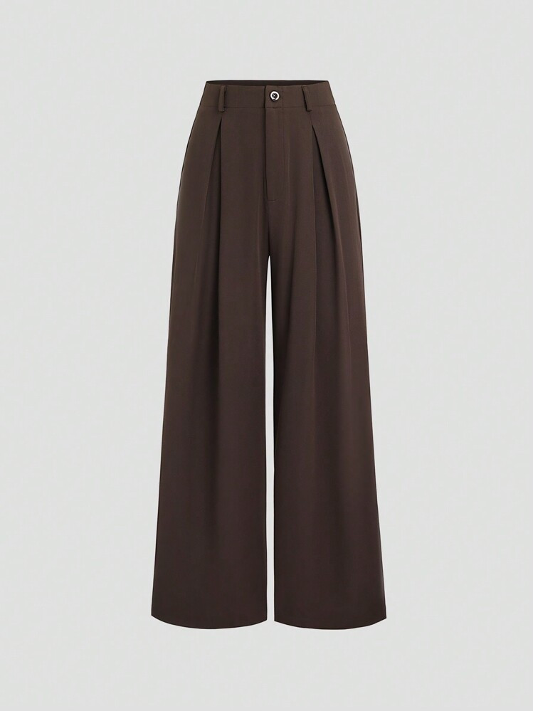 Sweetra Women's Retro Elegant Jacquard Crimp Pleated Wide-Leg Pants, Autumn/Winter Fall Cloth For... | SHEIN