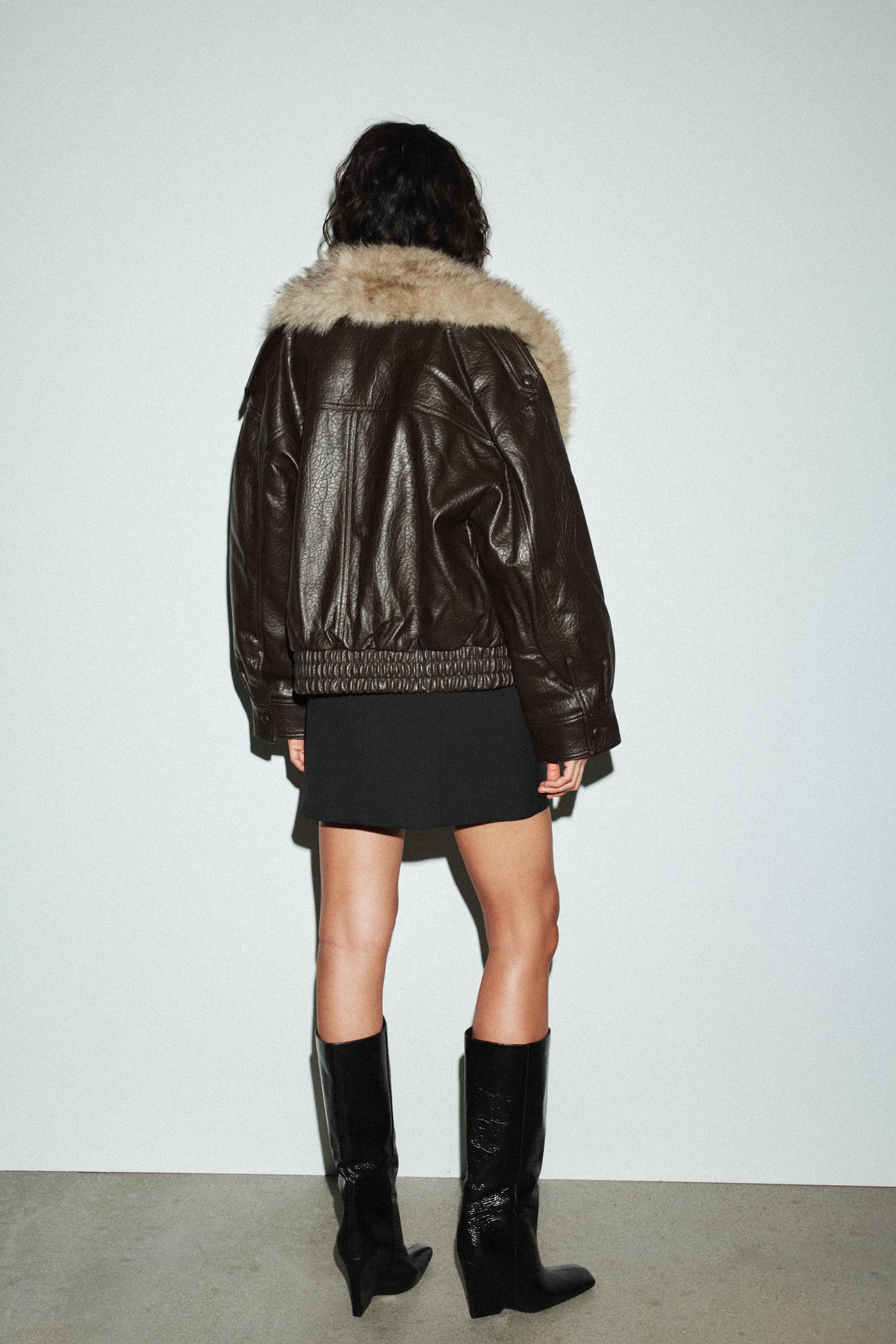 FAUX LEATHER JACKET WITH DETACHABLE COLLAR | Zara UK