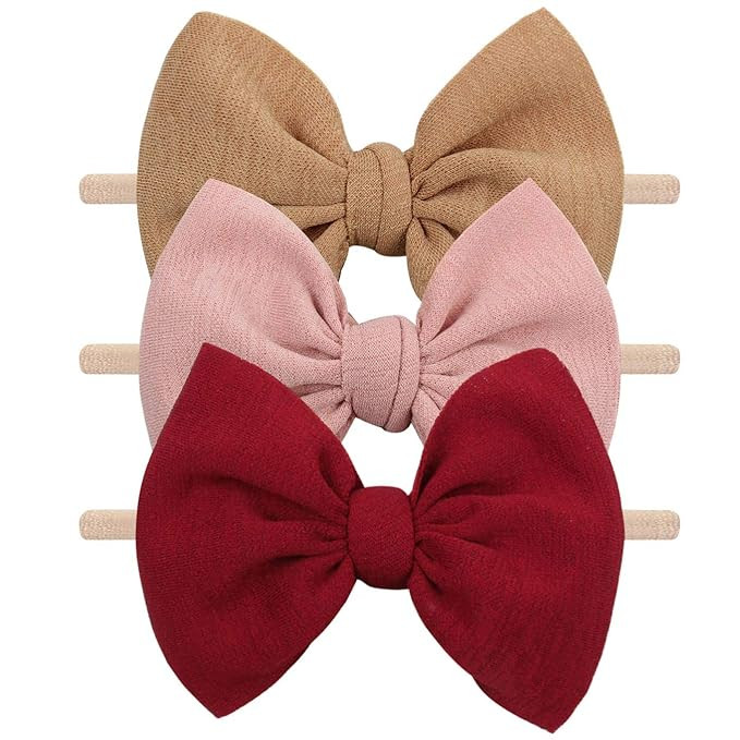 YanJie Baby Girls Nylon Headbands Newborn Bows Handmade Hair Bows Hairbands Hair Accessories for ... | Amazon (US)
