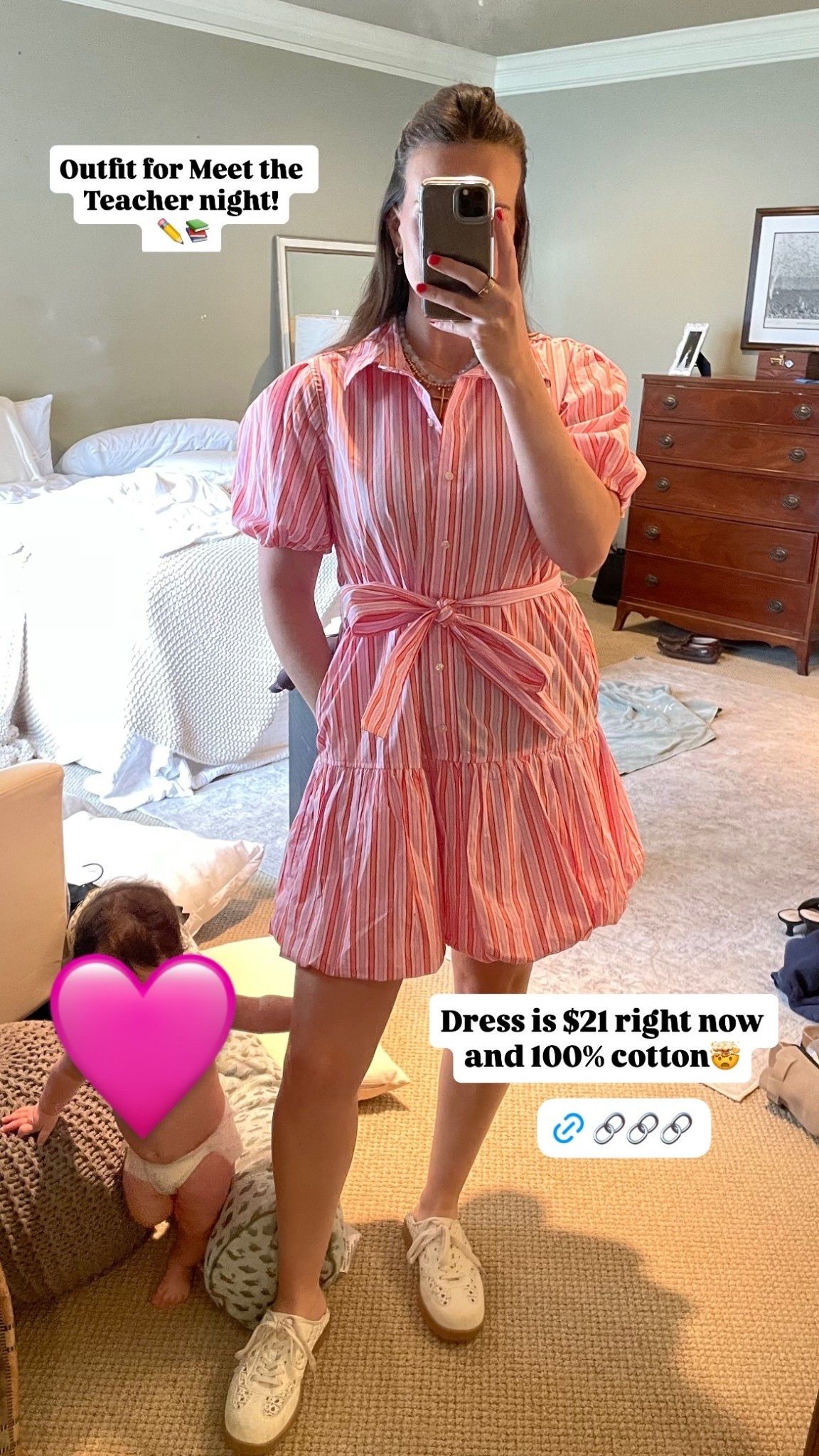 🩷 Dress is $21 right now and 100% cotton🤯 Outfit for Meet the Teacher night!
 ✏️📚 @Walmart