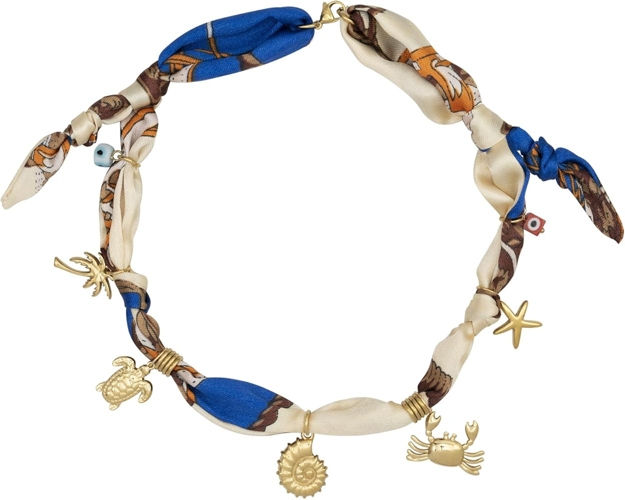 Scarf Necklace with Charm, Red/Orange/Maroon/White/Pink/Blue Bandana Necklace for Women, Silk Wes... | Amazon (US)