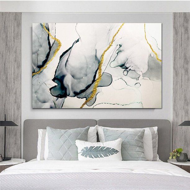 Golded black white cuadros wall art abstract oil painting modern living room walmart decor finds | Walmart (US)