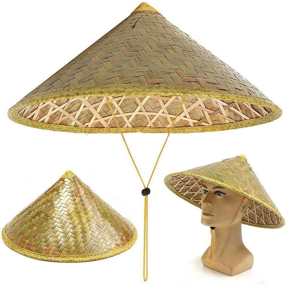 Handmade Weave Bamboo Sun Rain Hat Ancient Chinese Oriental Style Farmer Fisherman Coolie Rice Hat | Amazon (US)