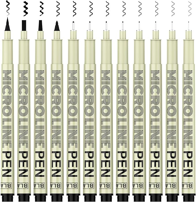 KERIFI Micro-Pen Fineliner Ink Pens, 12 Pack Black Micro Fine Point Drawing Pens Waterproof Archi... | Amazon (US)