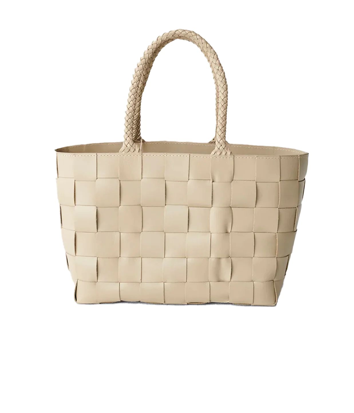 Japan Box Weave Basket Leather Bag in Pearl | Mode Sportif
