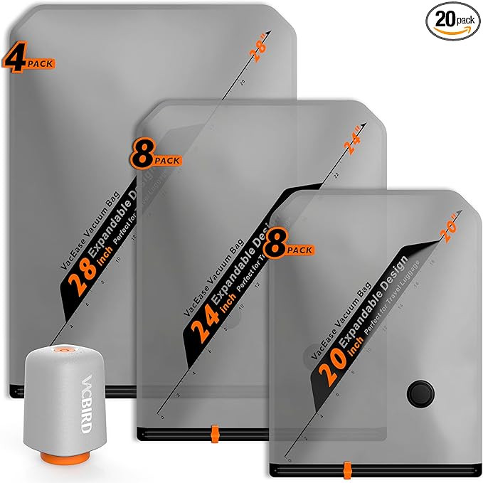 Rechargeable Wireless Pump Travel Storage Bags Set - 20 Pack Portable Space Saver Bags for Travel... | Amazon (US)