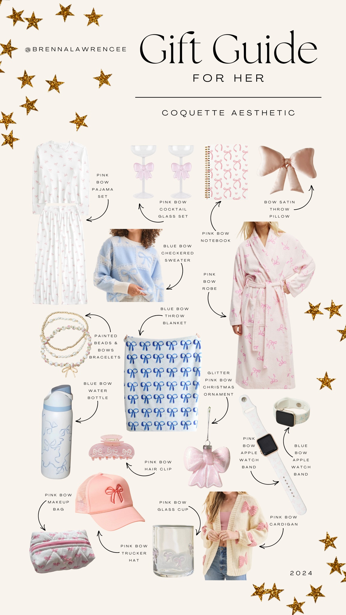 🎀
bow pajama set: hollister 
bow cocktail set: the go-to
bracelet set: altar’d state 

#LTKGiftGuide