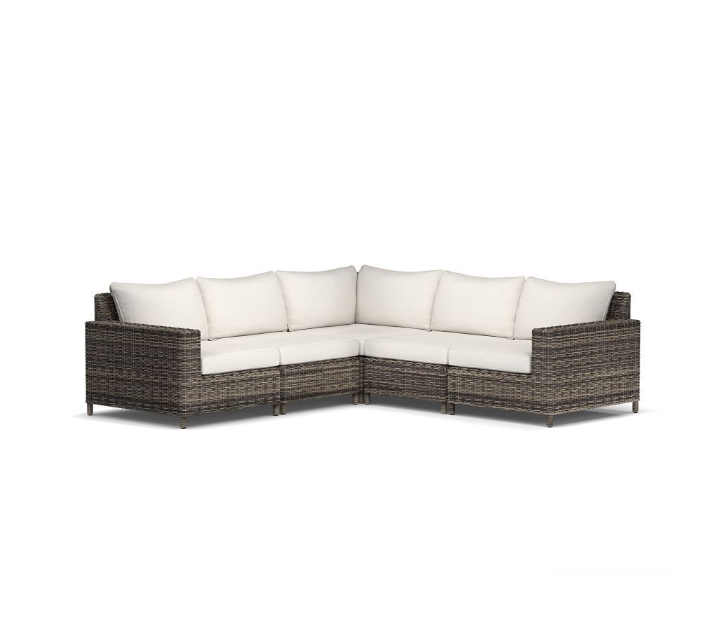 Torrey All-Weather Wicker 5-Piece Square Arm Sectional | Pottery Barn (US)