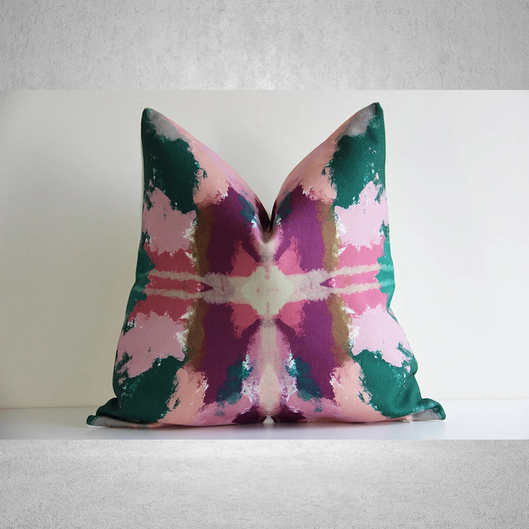 Green&dusty Rose Pink Abstract Throw Pillow Cover Mirror Abstract Decor Cushion Cover, Modern Art... | Etsy (US)