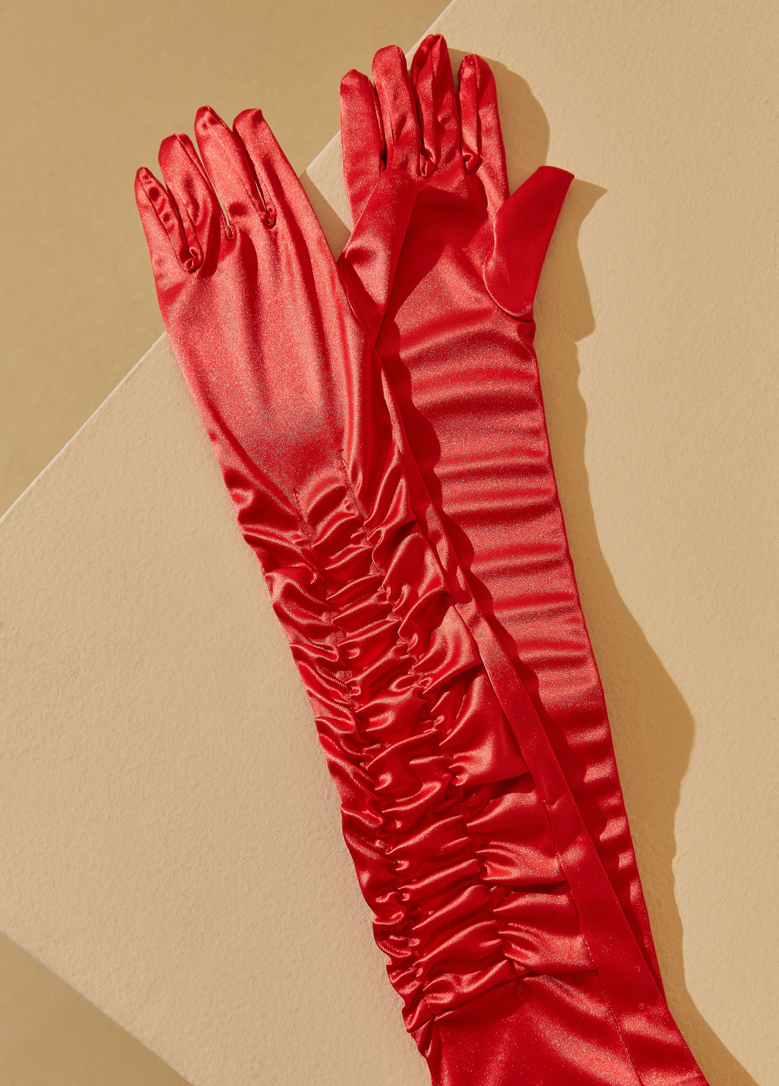 Ruched Satin Opera Gloves | Ashley Stewart