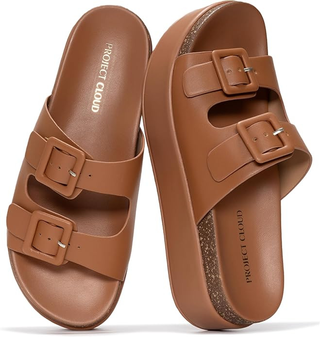 Project Cloud Platform Sandals Women - Plush & Soft Insole Wedge Slides for Women Footwear - Beac... | Amazon (US)