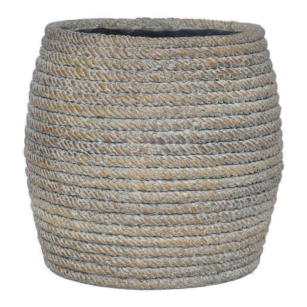 14.5 in. White Washed Brown Faux Woven Planter | The Home Depot