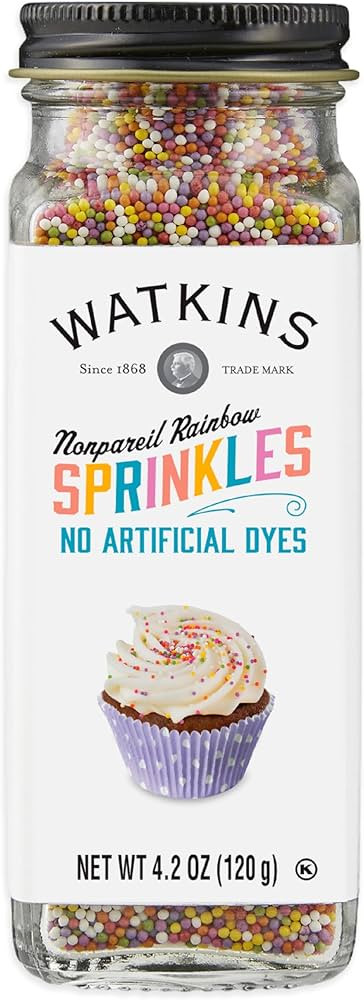 Watkins Gourmet Decorating Sprinkles, Rainbow Nonpareils, 4.2 Oz. Jar, 1 Count | Amazon (US)