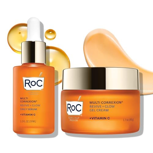 RoC Multi Correxion Revive + Glow Skin Care Regimen Bundle: Vitamin C Serum for Face + Vitamin C Cream for Tighter, Brighter Skin | Amazon (US)