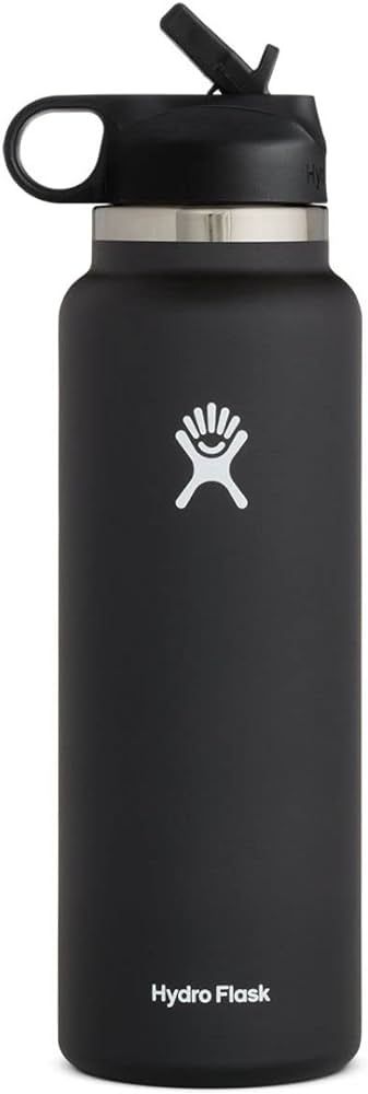 Hydro Flask Stainless Steel Wide Mouth Water Bottle with Straw Lid and Double-Wall Vacuum Insulat... | Amazon (US)