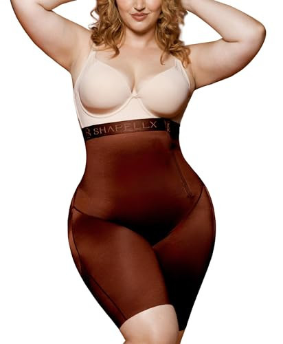 SHAPELLX Plus Size Butt Lift Shapewear Shorts for Women High Waist Brown | Amazon (US)