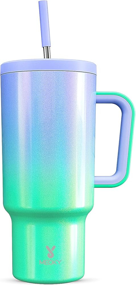 Meoky 40oz Tumbler with Handle, Leak-proof Lid and Straw, Insulated Coffee Mug Stainless Steel Tr... | Amazon (US)