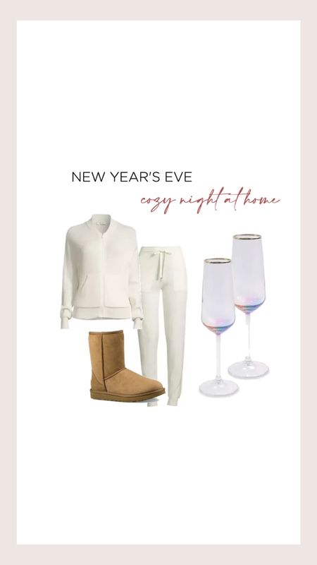 A cozy New Year’s Eve at home in my cozy set, champagne flutes and warm booties 

#LTKover40 #LTKstyletip #LTKHoliday