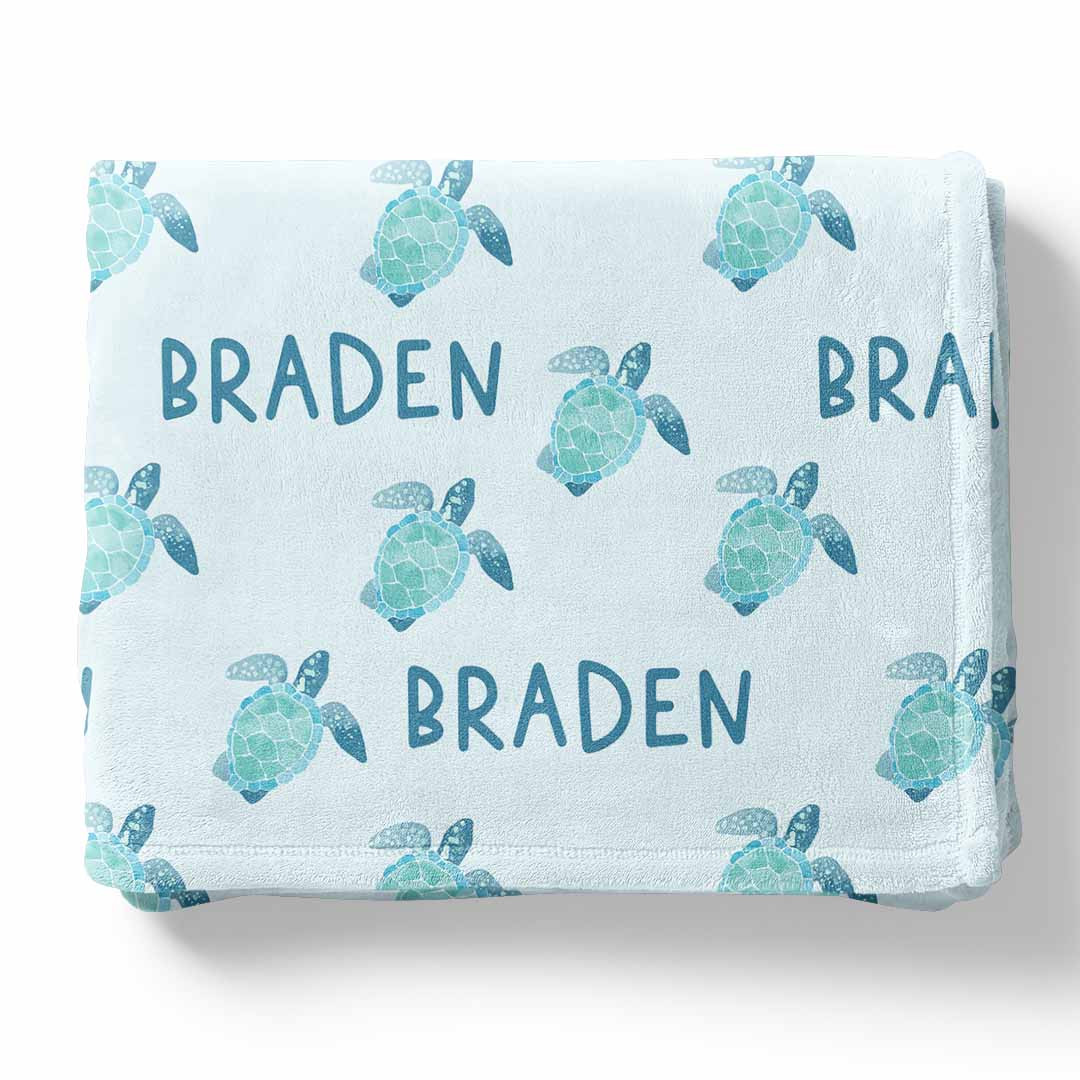 Tropical Turtles Personalized Kids Blanket | Caden Lane