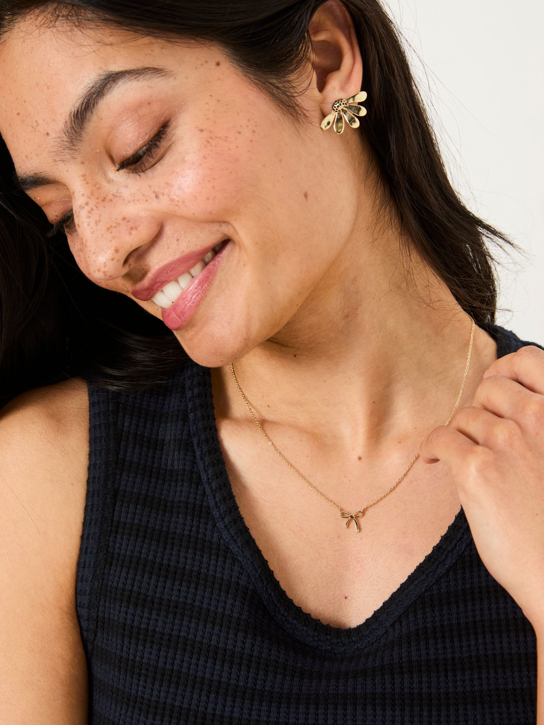 Gold Tone Bow Pendant Necklace | FatFace | Fat Face