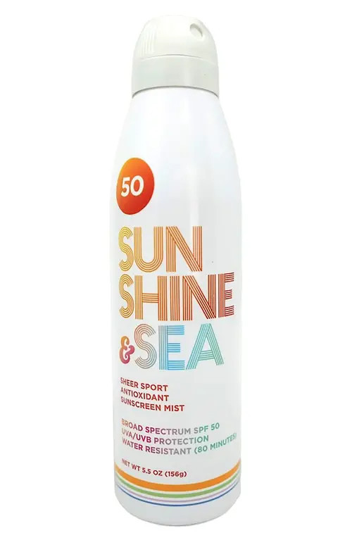 Sunshine & Glitter Sunshine & Sea SPF 50 Sheer Sport Antioxidant Sunscreen Mist in N/A at Nordstrom | Nordstrom