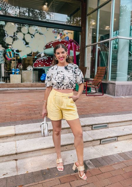 Target Finds! Super cute spring to summer outfit 💛 Cropped top and yellow linen shorts. Other colors available. Wearing size XS in the top and size 2 in the shorts. 

#LTKtravel #LTKSeasonal #LTKxTarget