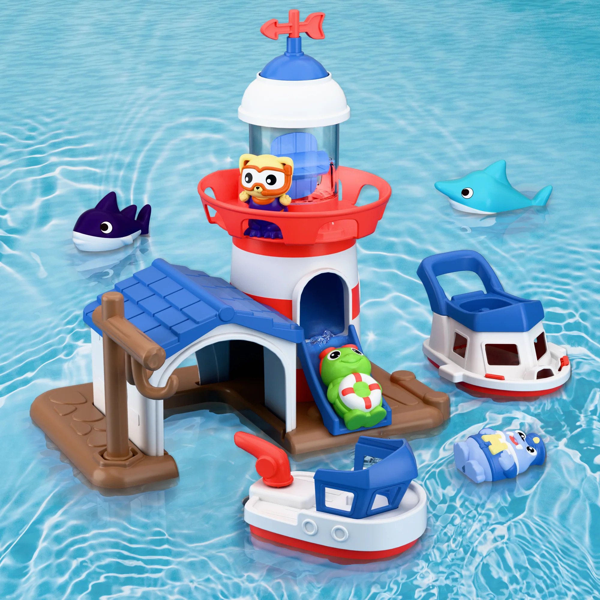 Toddler Lighthouse Bath Toys, Baby Bathtub Shower Toy | iPlay iLearn