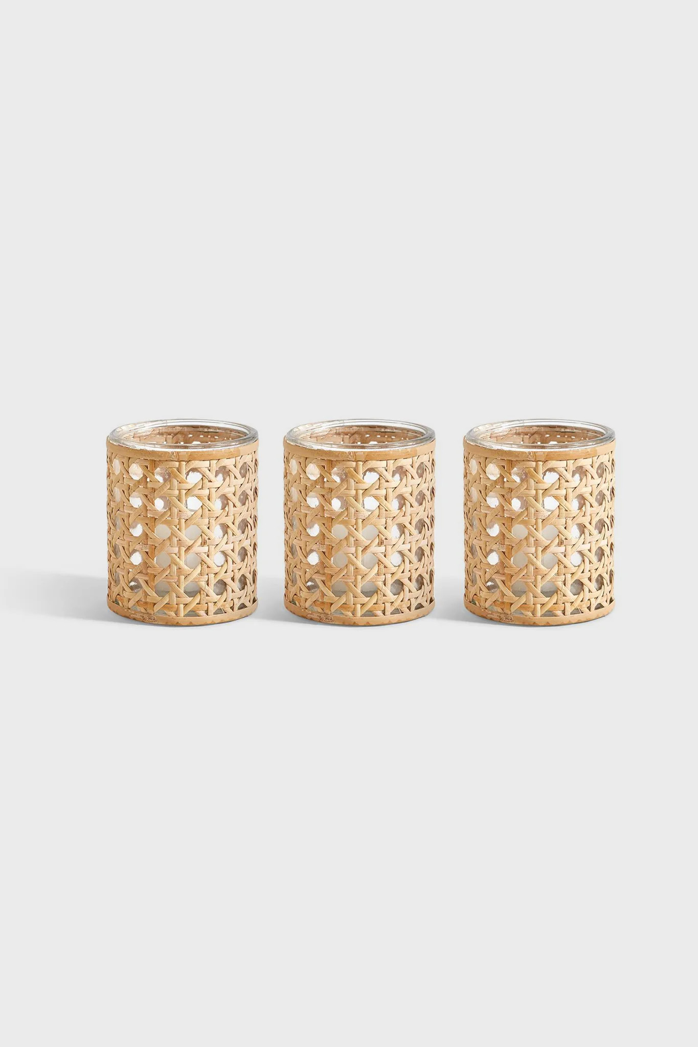 Lumingnon Cane Webbing Candle Holders (Set of 3) | Tuckernuck (US)