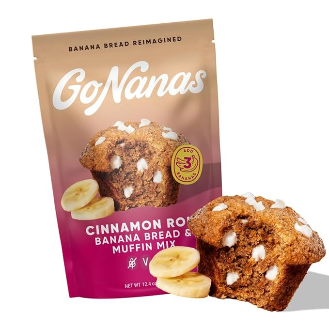 GoNanas Cinnamon Roll Banana Bread Mix, Vegan, Gluten Free Healthy Snacks. Oat Flour Bread or Muf... | Amazon (US)