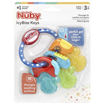 Nuby, IcyBite Keys, 3+ Months, Blue, 1 Count | iHerb