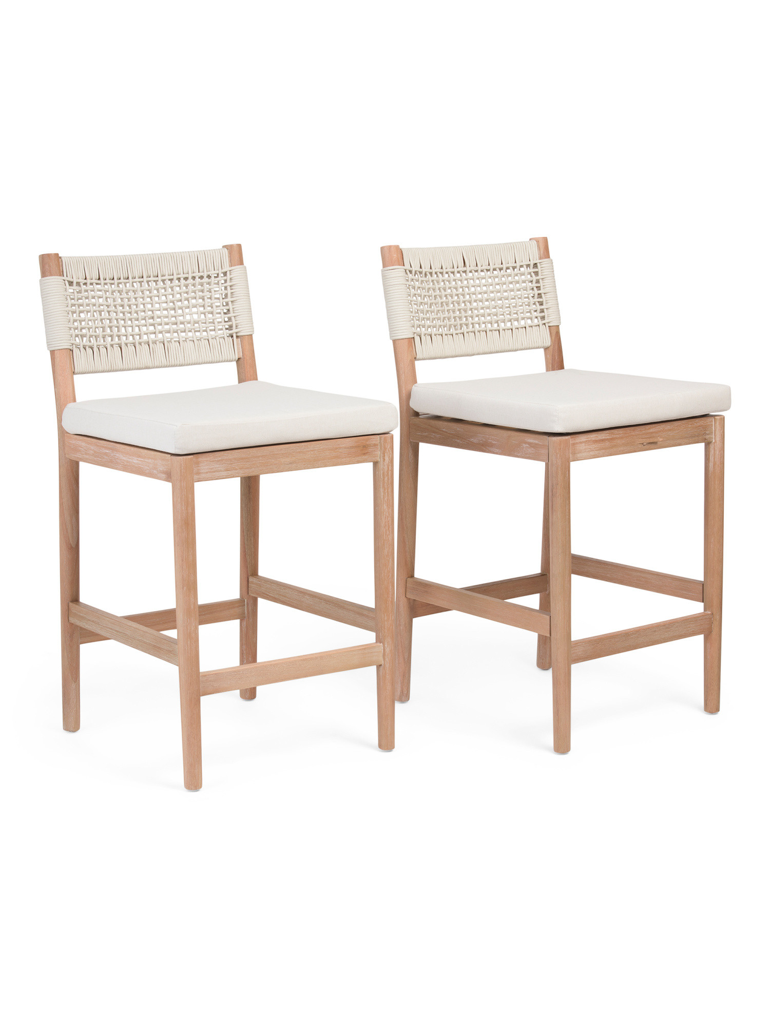 Set Of 2 37in Grid Weave Rope Counter Stools | TJ Maxx