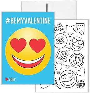 Tiny Expressions Personalized Emoji Valentine for Kids | Coloring Card for Classroom Party | Bulk... | Amazon (US)