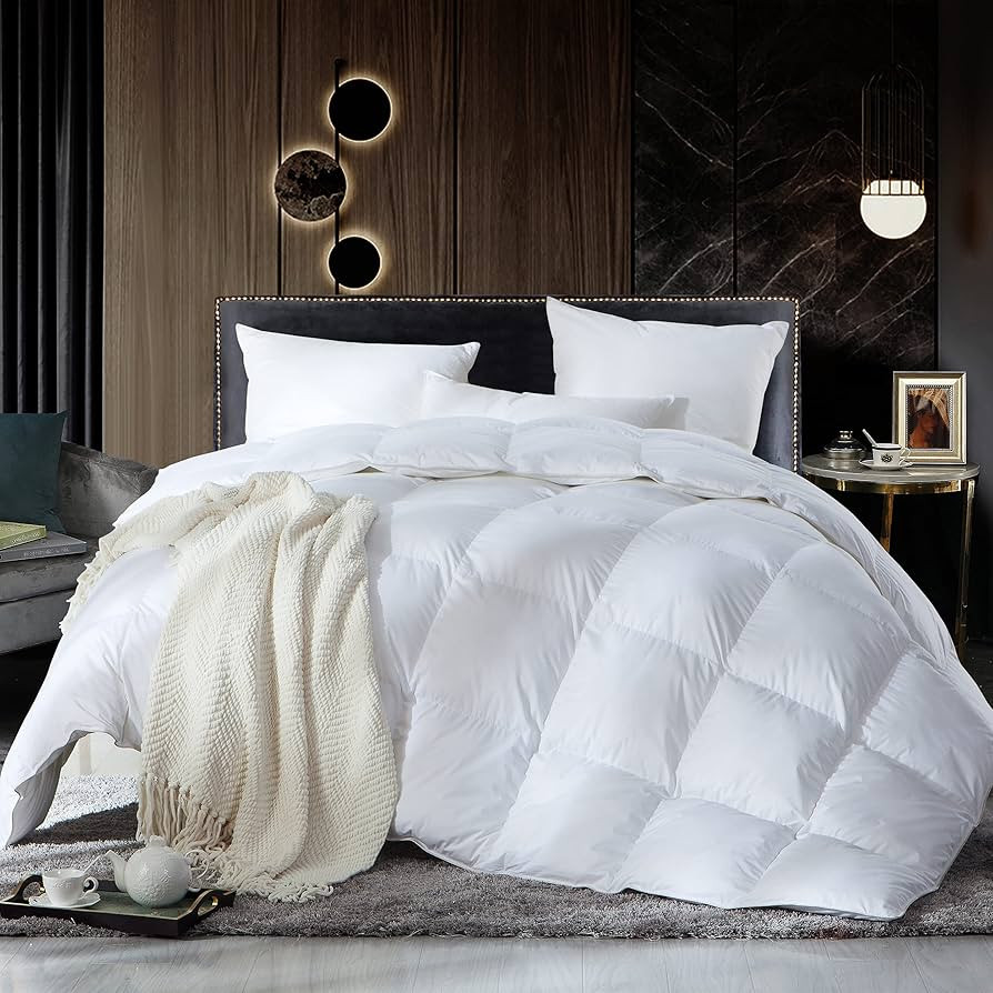 Luxurious Palatial King Size Goose Down Feather Fiber Comforter Duvet Insert, Ultra-Soft 100% Egy... | Amazon (US)