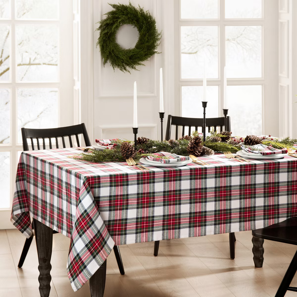 Elrene Christmas Classic Holiday Plaid Cotton Tablecloth - Elrene Home Fashions | Target