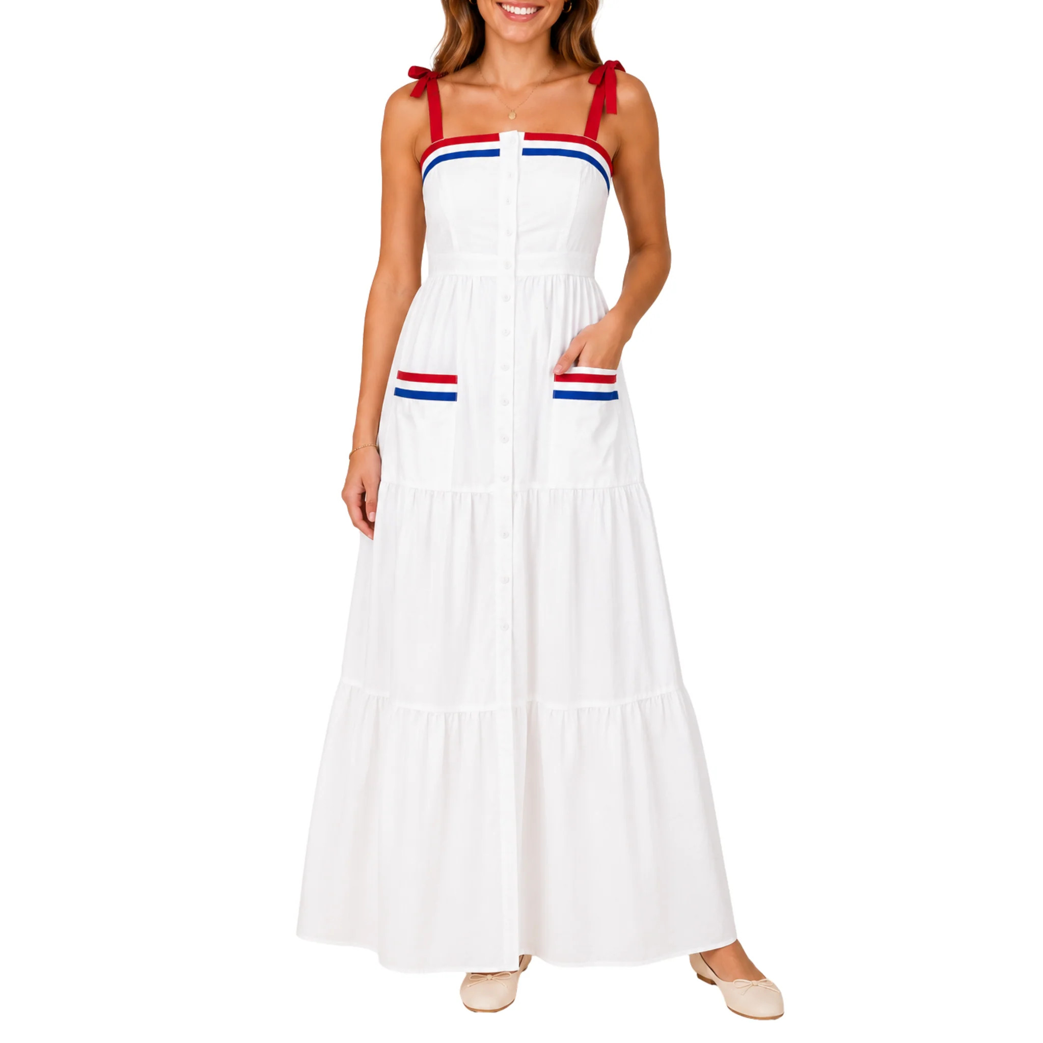 MIXED STRIPE MAXI DRESS WHITE | Shop.app