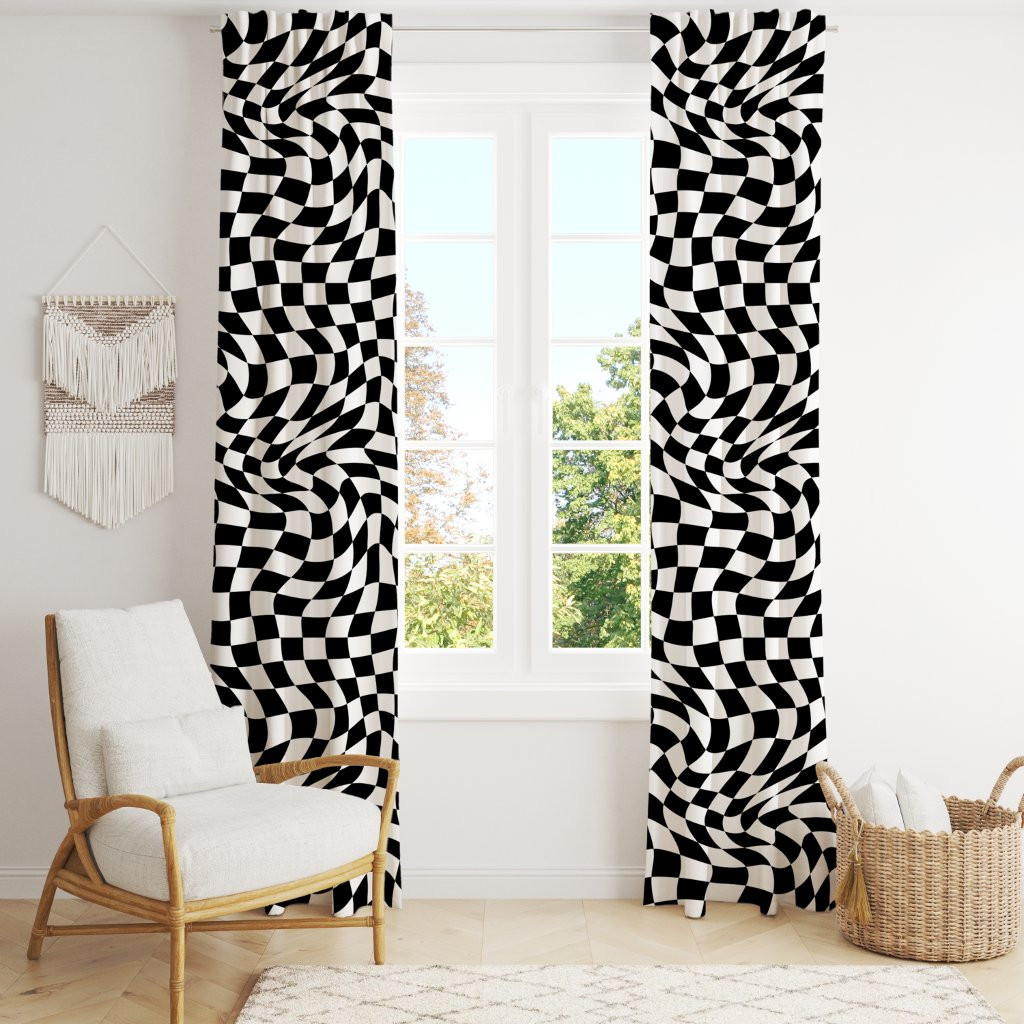 Retro Black White Optical Illusion Wavy Checkered | Zazzle