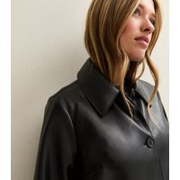 Women's Black Faux Leather Button Through Patch Pocket Jacket New Look | New Look (UK)