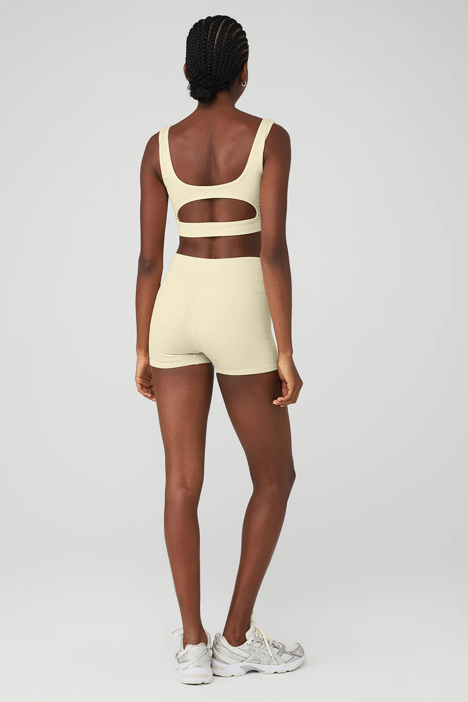 Seamless Cable Knit Bra & Semi-Sheer Seamless Cable Knit Hot Short Set | Alo Yoga (US)