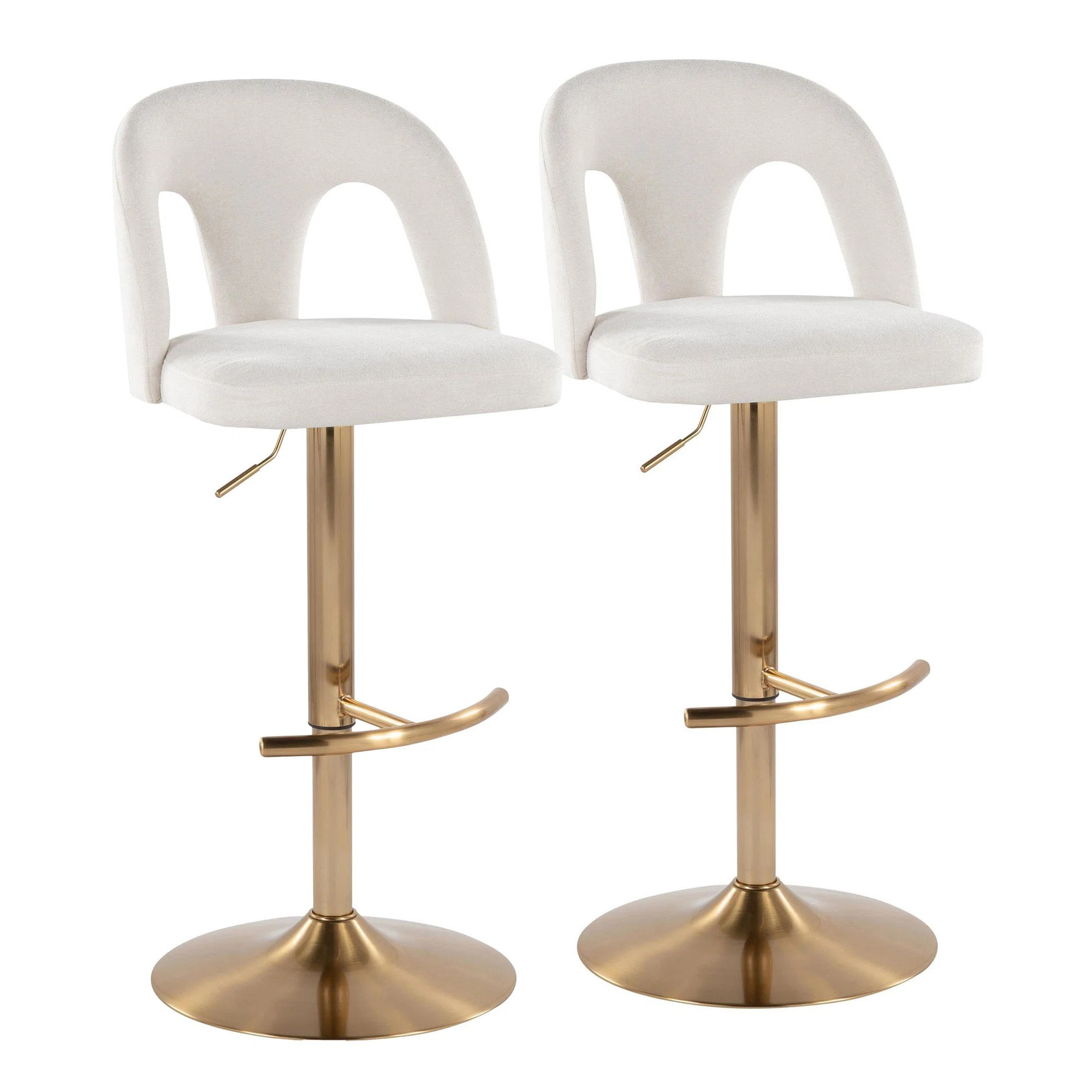 Ava Upholstered Contemporary Adjustable Barstool In Metal And With Round T Footrest By Lumisource... | Wayfair North America