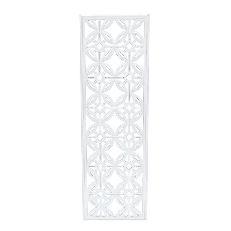 Ricardo Hand Carved White Wooden Panel Decor, 12x36 | At Home