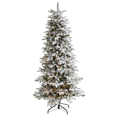 7ft. Flocked Fir Artificial Christmas Tree with 550 Warm White Lights and 2090 Branches – Elegant Winter X-Mas Glow | Target