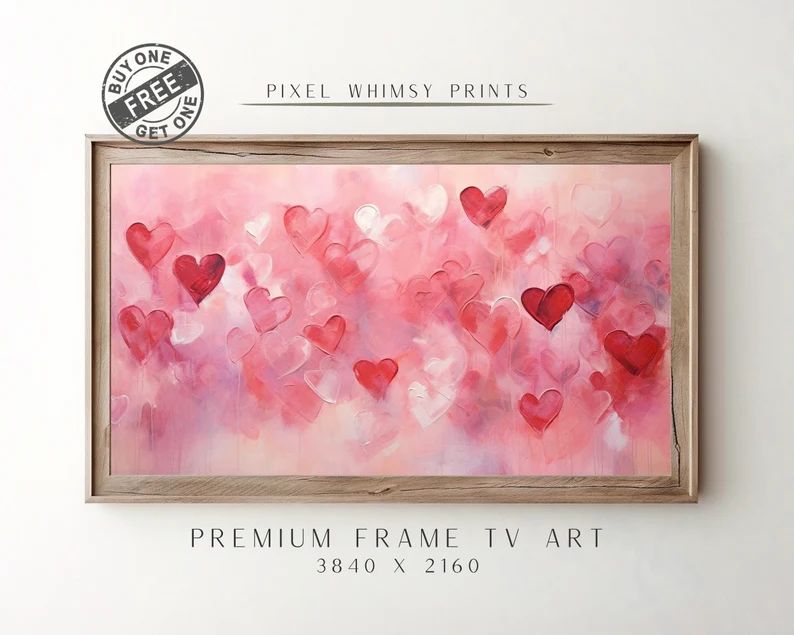 Valentine's Day Samsung Frame TV Art, Valentine Hearts Frame TV Art, Abstract Valentines Red Hear... | Etsy (US)