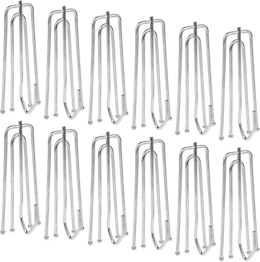 baotongle 50 pcs Stainless Steel Curtain Pleater Tape Hooks Stainless Curtain Pleat Hook, 4 Prong... | Amazon (US)