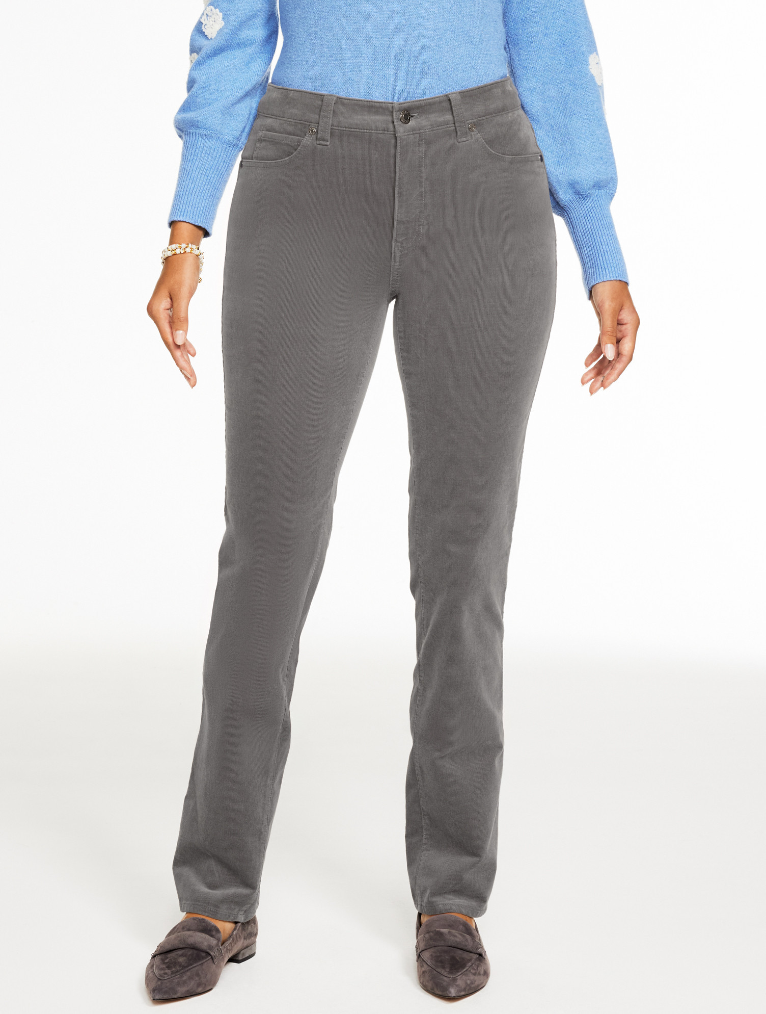 Plus Size - Straight Leg Stretch Corduroy Pants - Curvy Fit - Wren Grey - 20 Talbots | Talbots