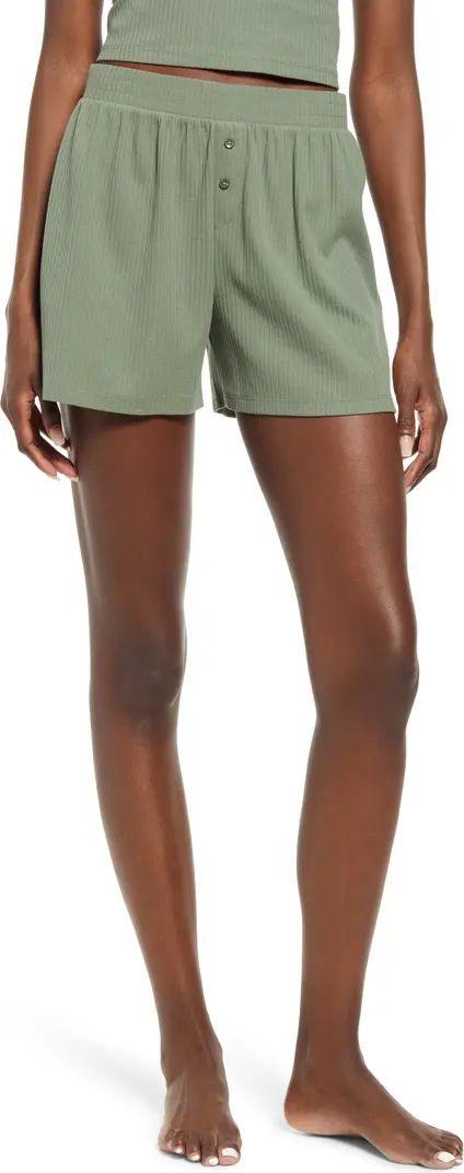 Open Edit Rib Organic Cotton Blend Sleep Shorts | Nordstrom | Nordstrom